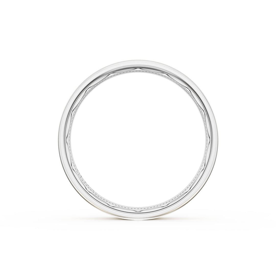Flat High Polish Finish Wedding Band in Platinum & 18kt Yellow Gold