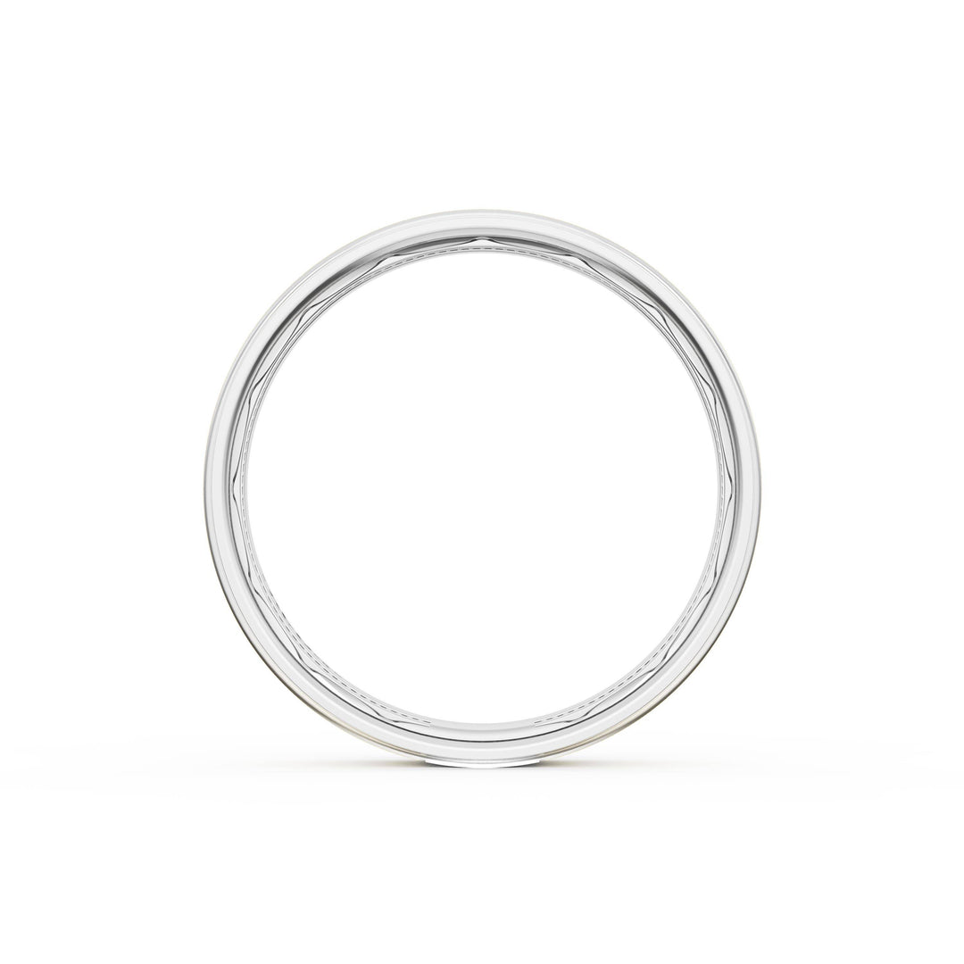 Flat Satin Finish Wedding Band in 18kt White Gold & 18kt Yellow Gold