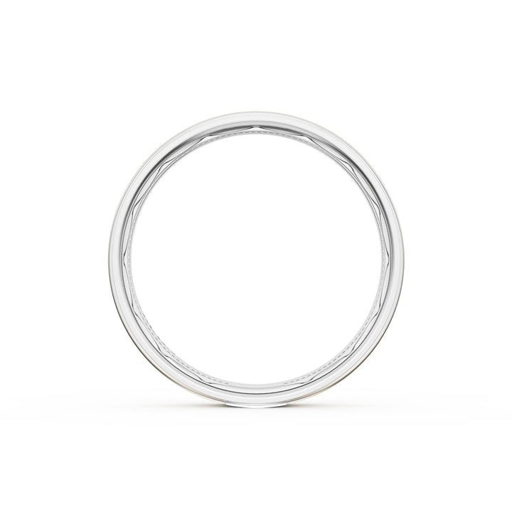 Flat Satin Finish Wedding Band in 18kt White Gold & 18kt Yellow Gold
