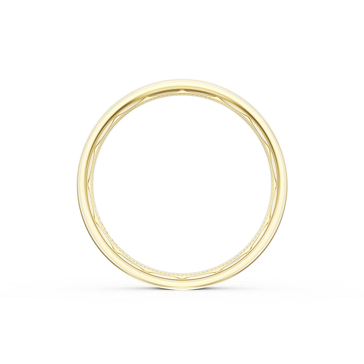 Flat Satin Finish Wedding Band in 18kt Yellow Gold & 18kt White Gold
