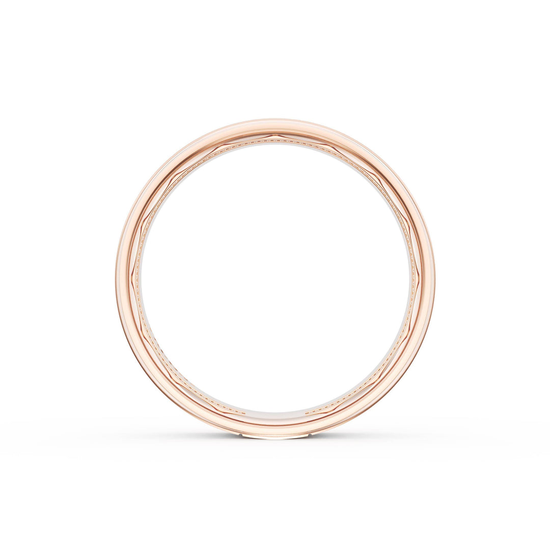 Flat Satin Finish Wedding Band in 18kt Rose Gold & 18kt White Gold
