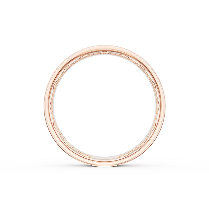 Flat Satin Finish Wedding Band in 18kt Rose Gold & 18kt White Gold