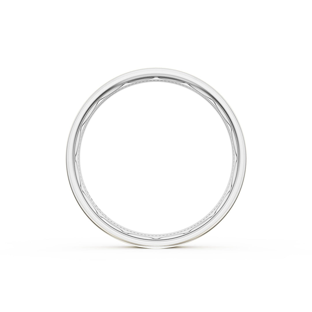 Flat Satin Finish Wedding Band in Platinum & 18kt Yellow Gold