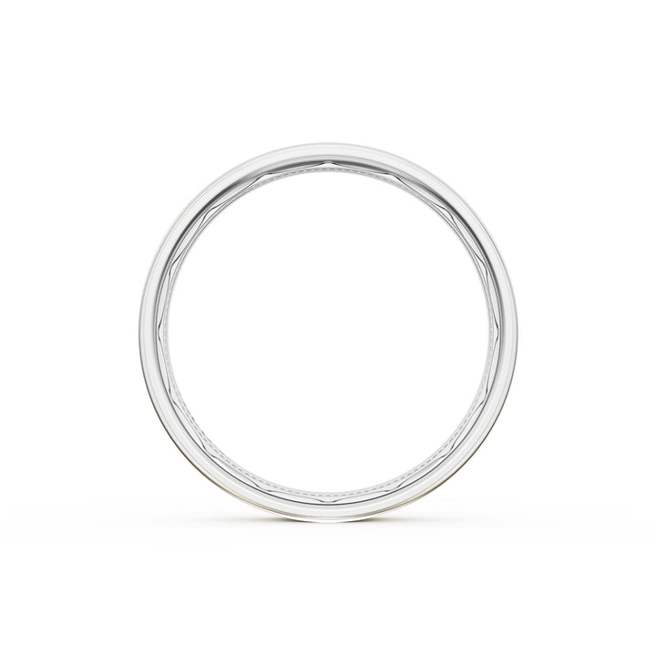 Flat Satin Finish Wedding Band in Platinum & 18kt Yellow Gold