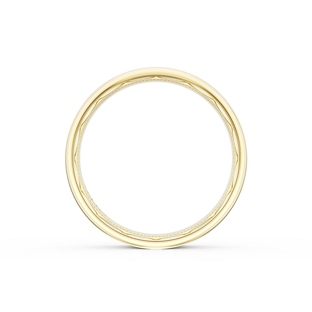 Flat Satin Finish Wedding Band in 18kt Yellow Gold & Platinum