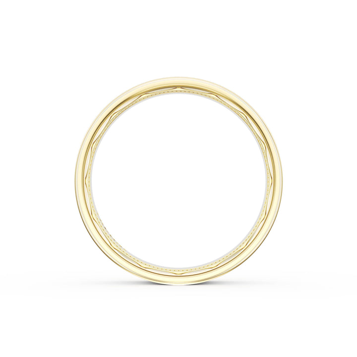 Flat Satin Finish Wedding Band in 18kt Yellow Gold & Platinum