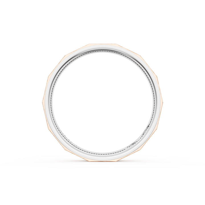 Brush Finish Faceted Wedding Band in Platinum & 18kt Rose Gold