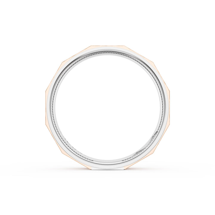 Brush Finish Faceted Wedding Band in Platinum & 18kt Rose Gold