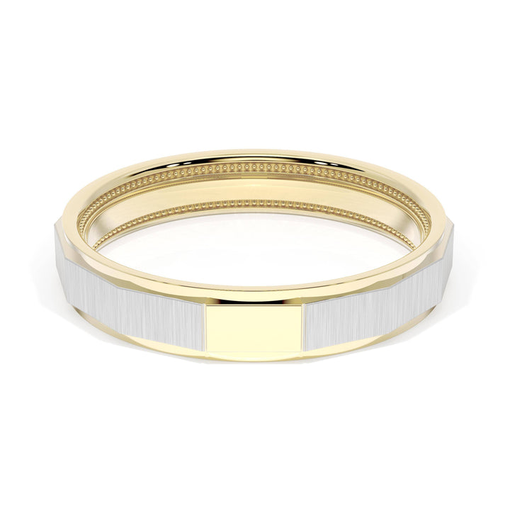 Satin Finish Faceted Wedding Band in 18kt Yellow Gold & Platinum