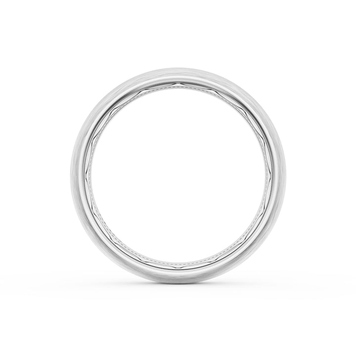 Rounded Brush Finish Diamond Wedding Band in 18kt White Gold