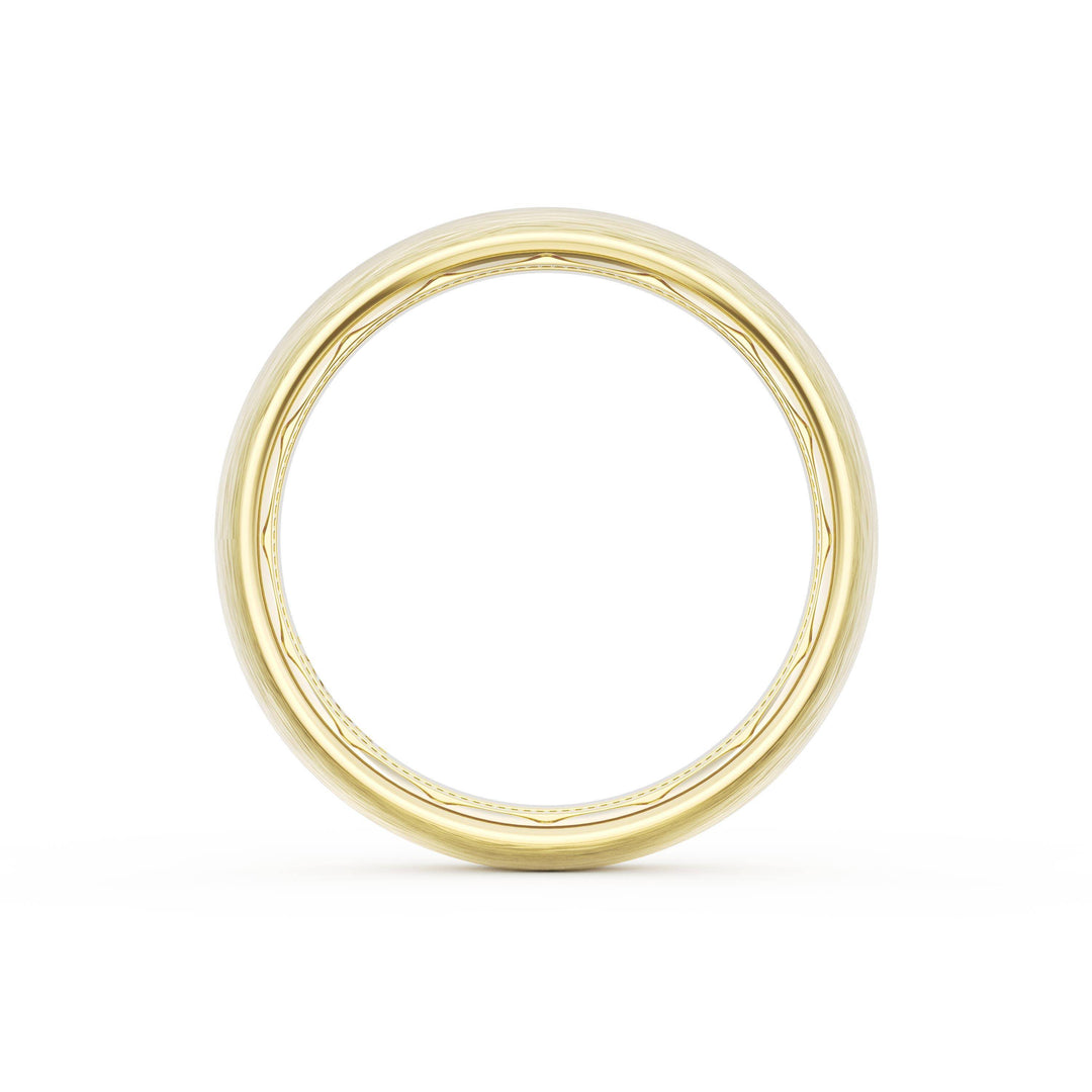 Rounded Brush Finish Diamond Wedding Band in 18kt Yellow Gold