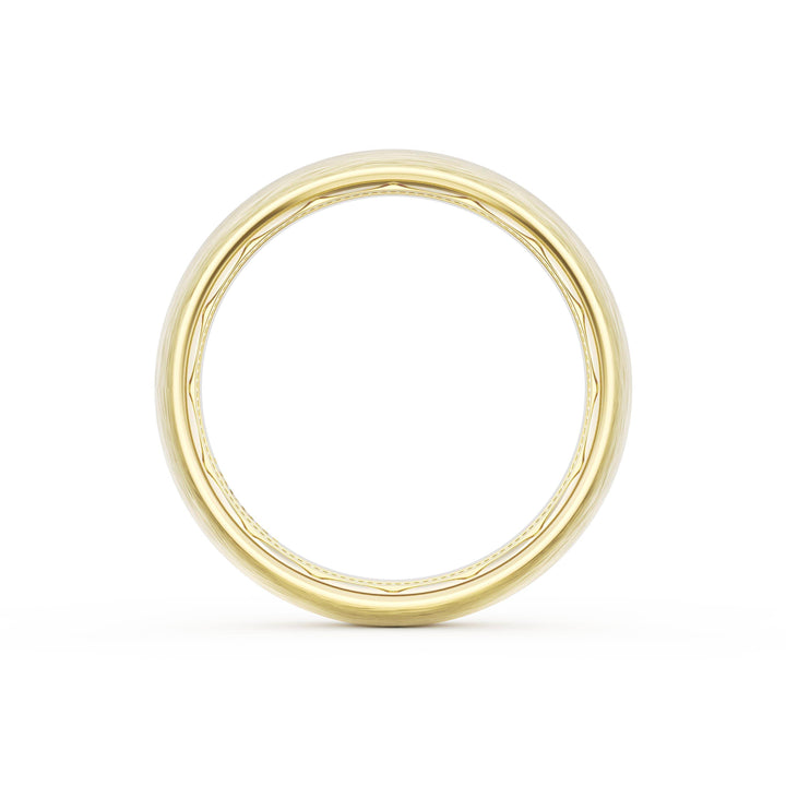 Rounded Brush Finish Diamond Wedding Band in 18kt Yellow Gold