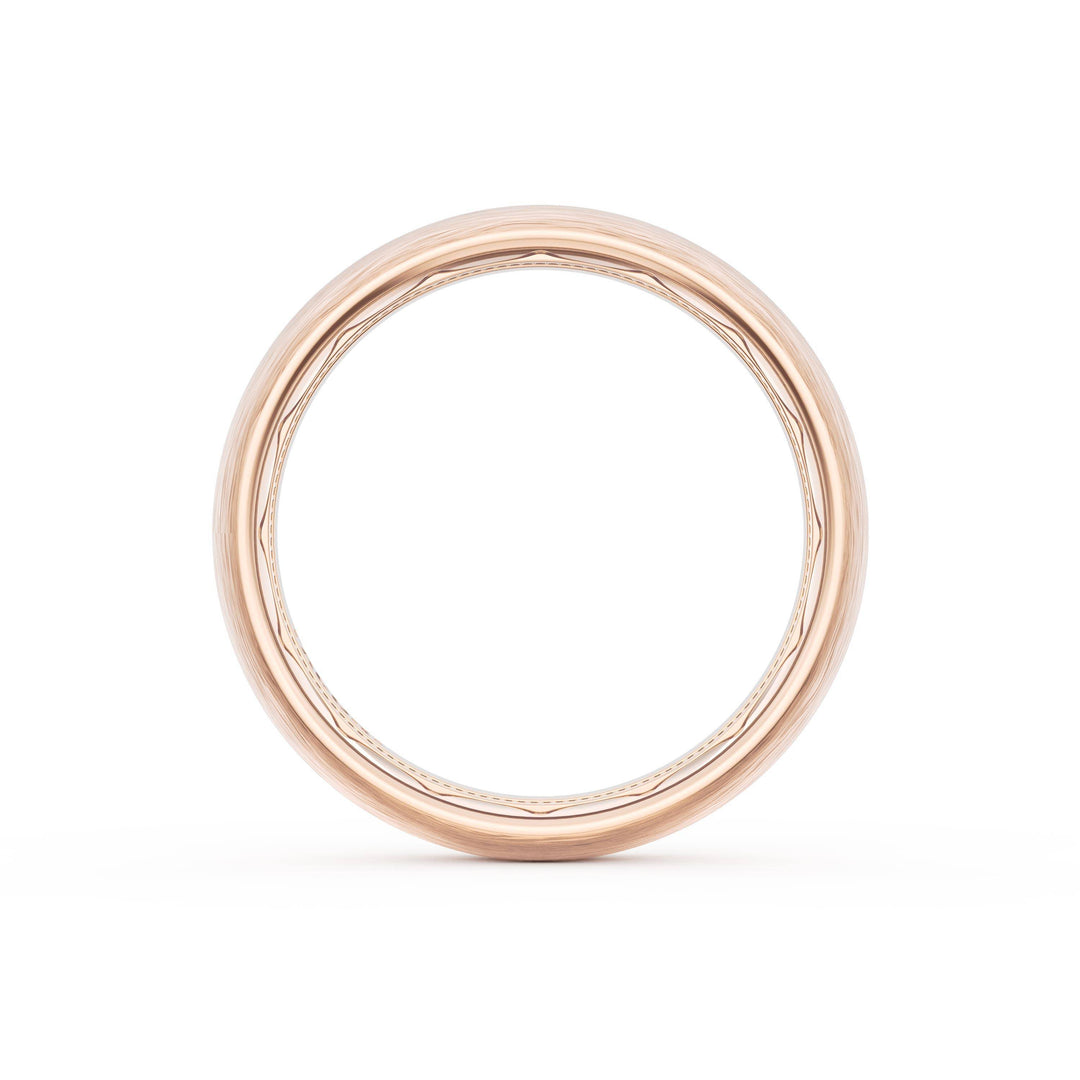 Rounded Brush Finish Diamond Wedding Band in 18kt Rose Gold