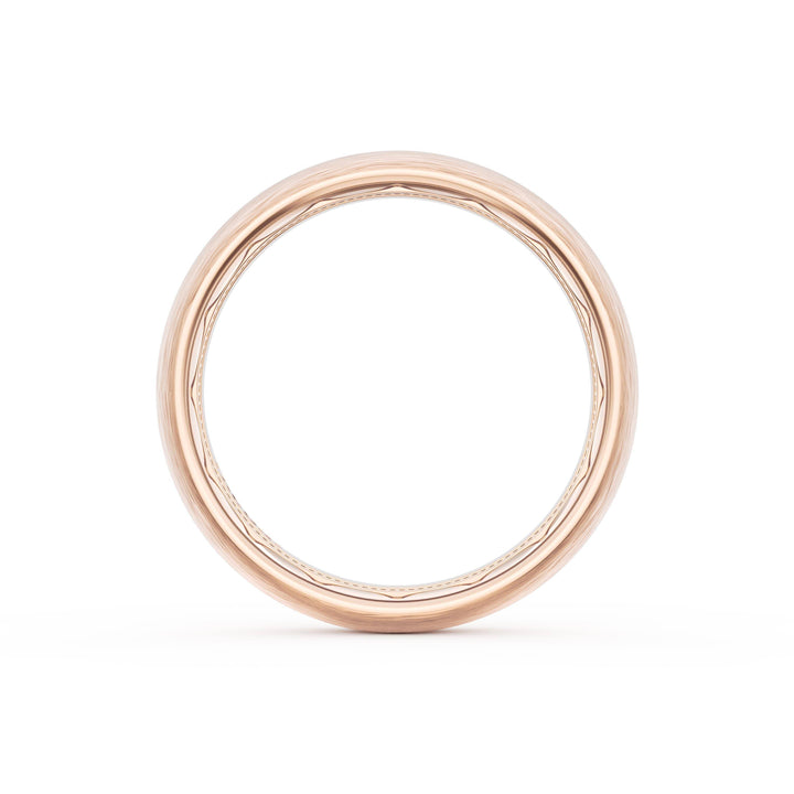 Rounded Brush Finish Diamond Wedding Band in 18kt Rose Gold