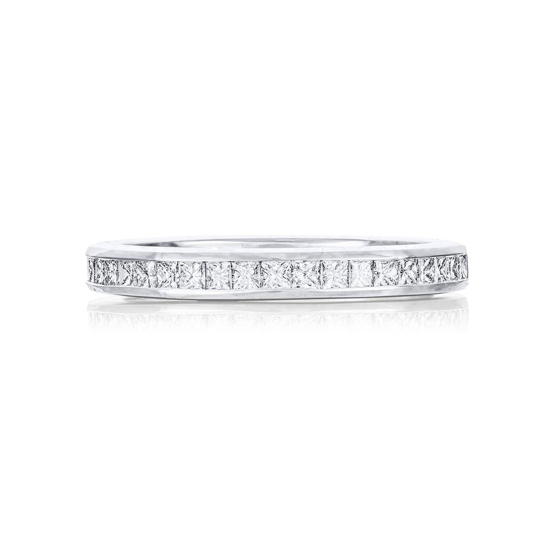 Elegance Elevated: Classic Single-Row Princess-Cut Diamond Wedding Band in Platinum