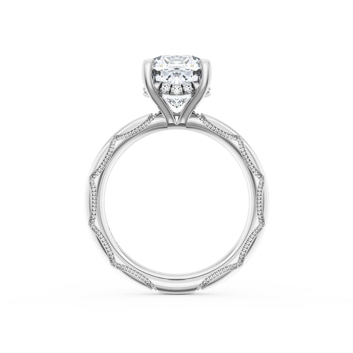 Cushion Solitaire Cigar Band Engagement Ring