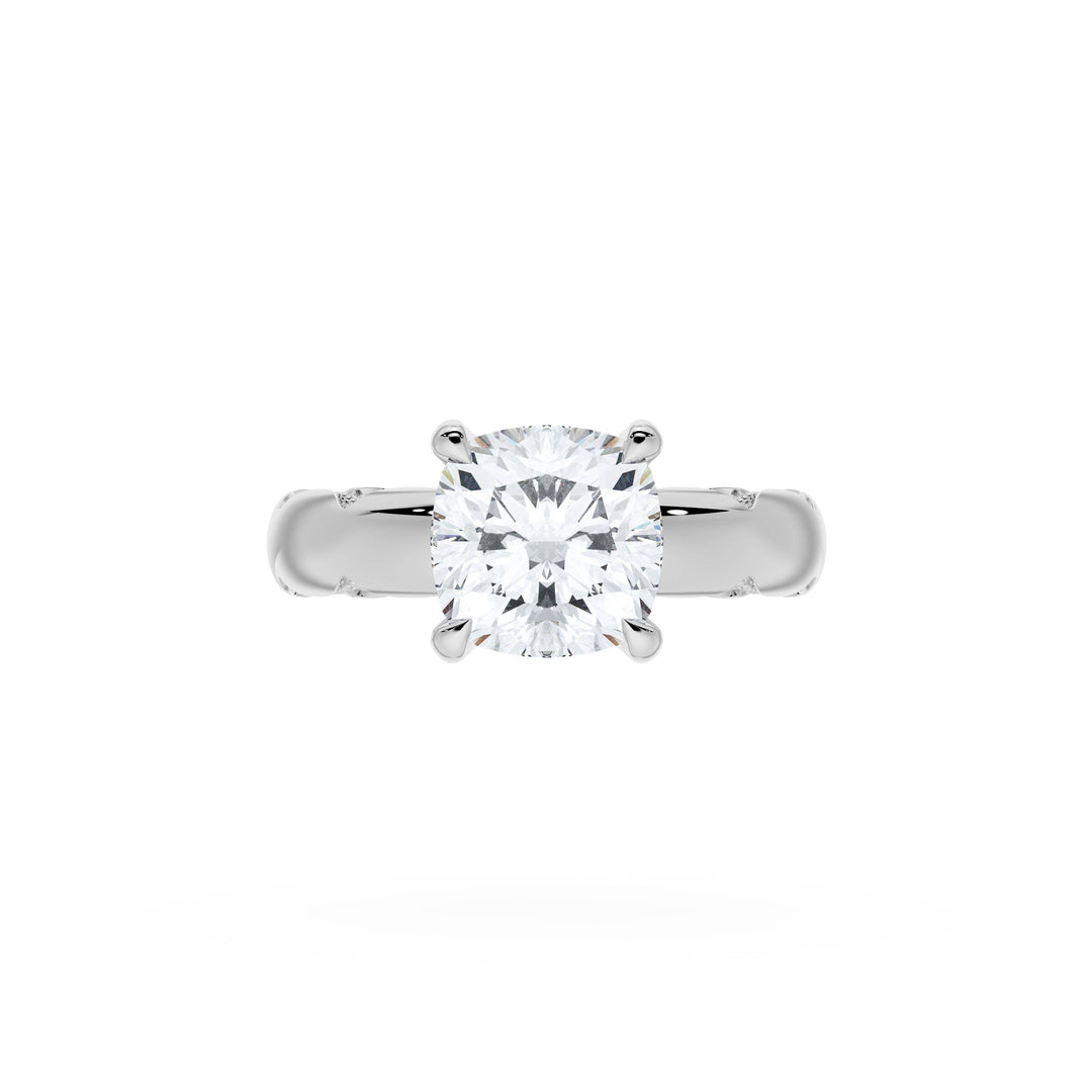 Cushion Solitaire Cigar Band Engagement Ring