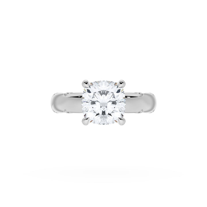 Cushion Solitaire Cigar Band Engagement Ring