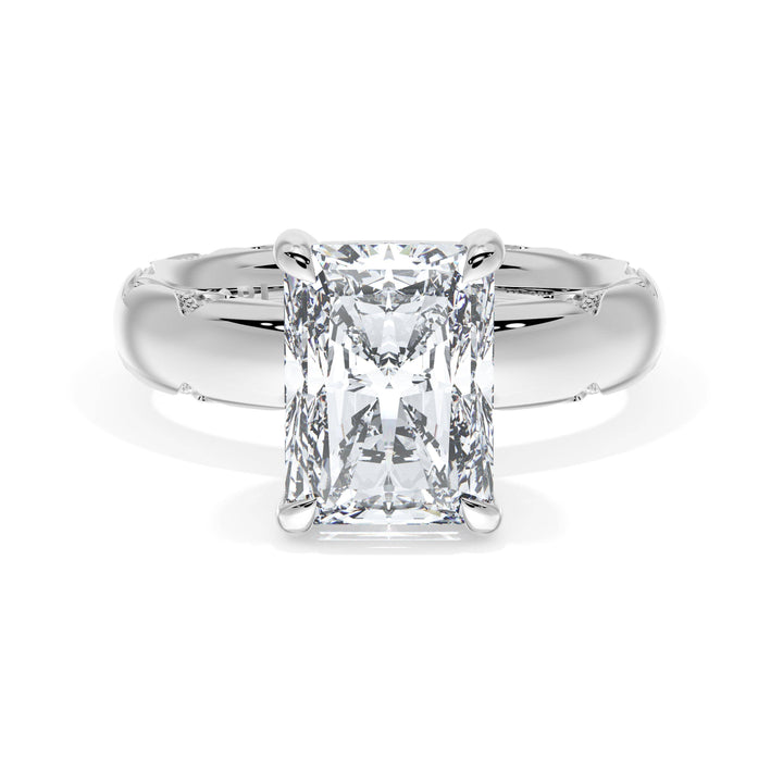 Radiant Solitaire Cigar Band Engagement Ring