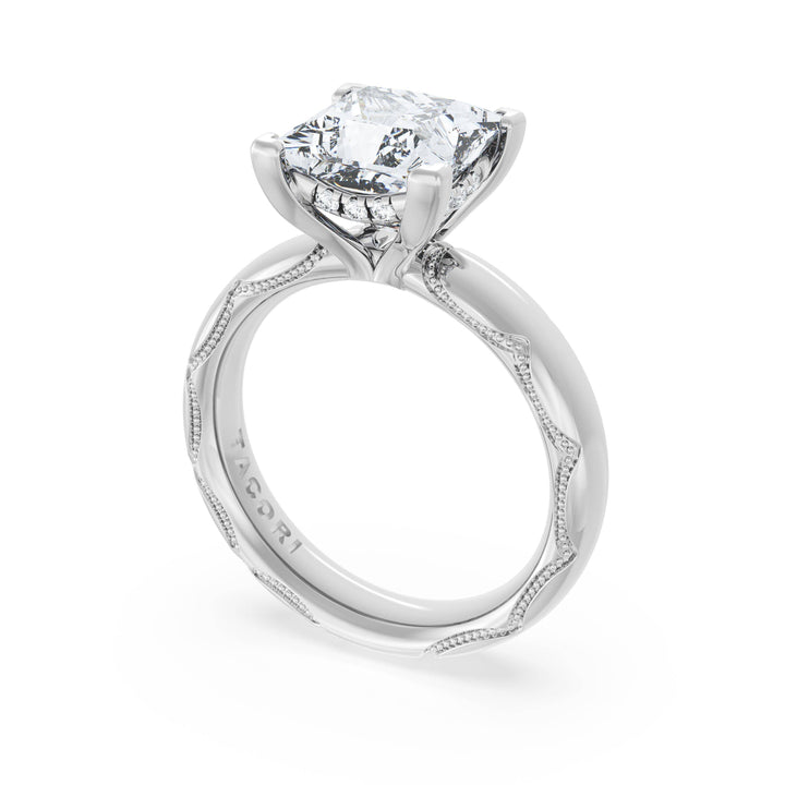 Princess Solitaire Cigar Band Engagement Ring