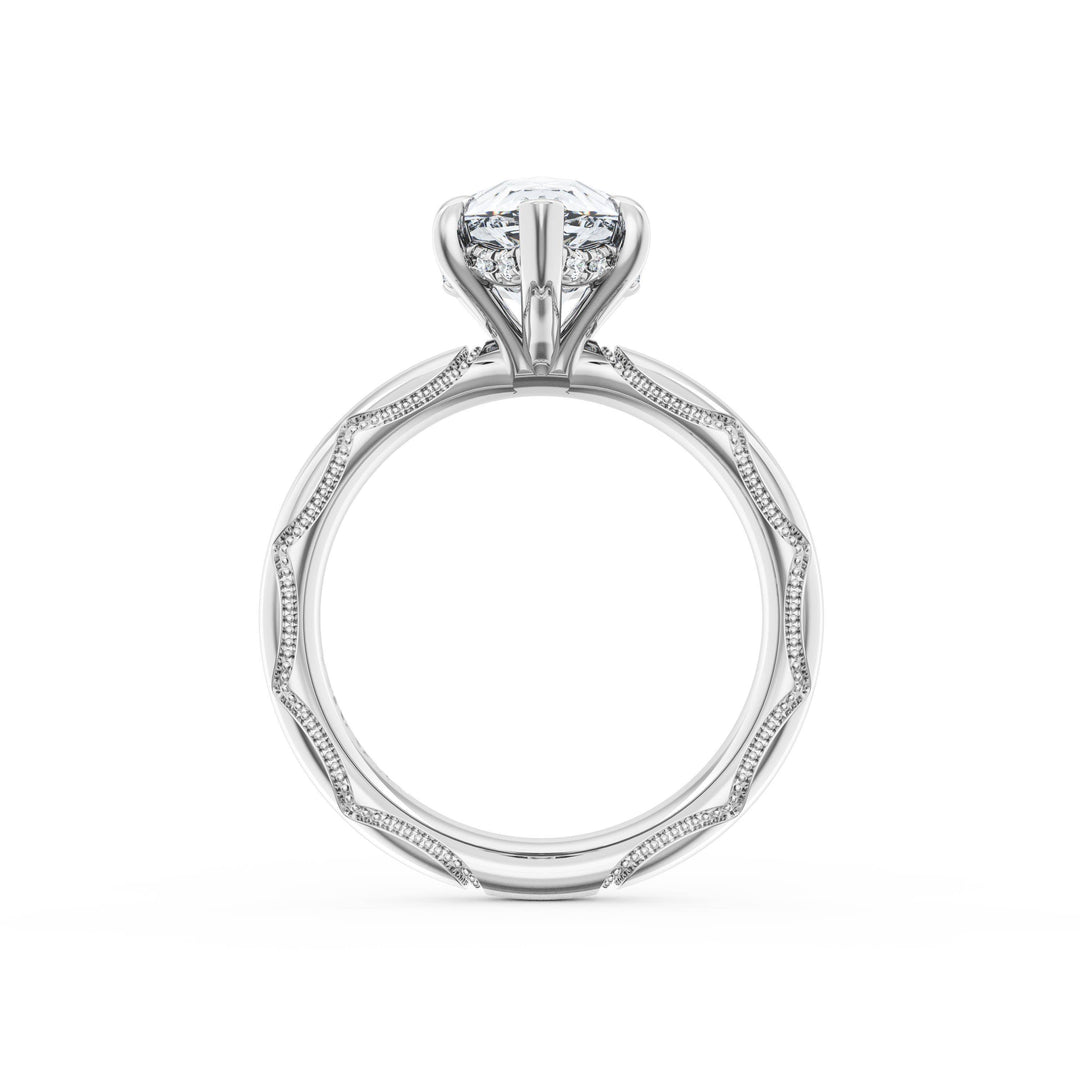 Pear Solitaire Cigar Band Engagement Ring