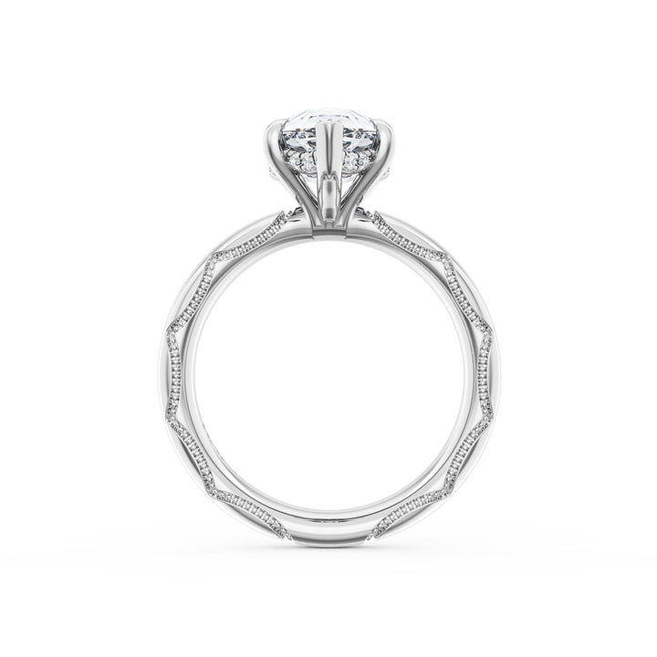 Pear Solitaire Cigar Band Engagement Ring