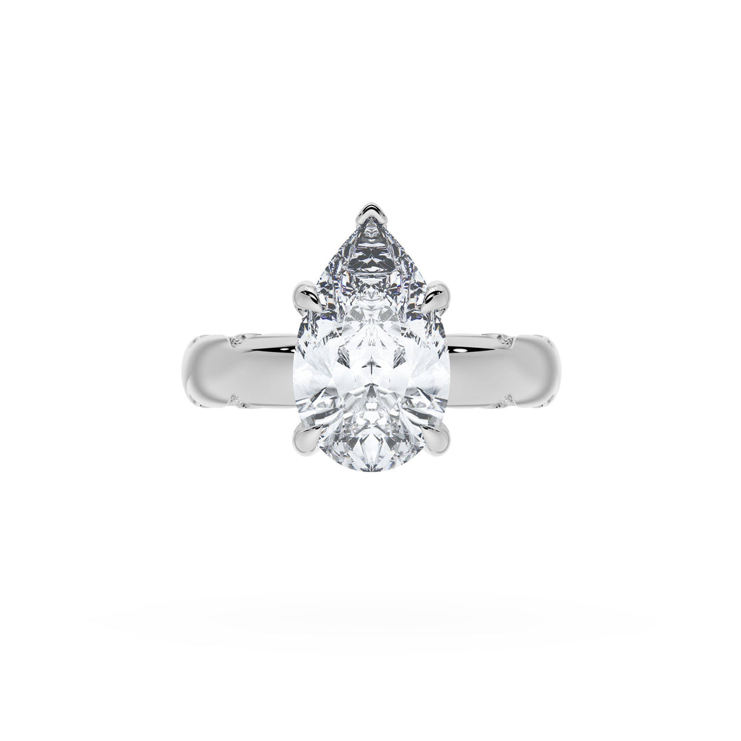 Pear Solitaire Cigar Band Engagement Ring