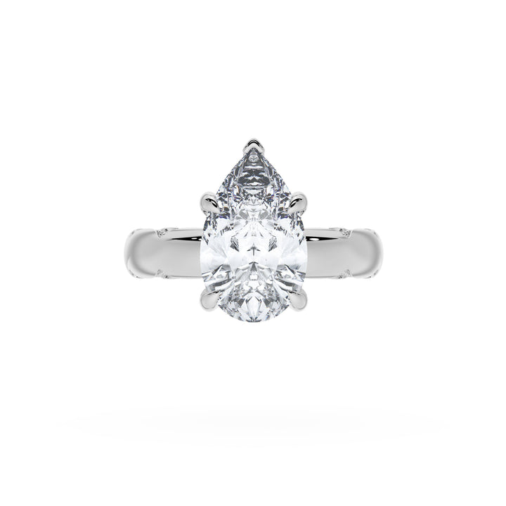 Pear Solitaire Cigar Band Engagement Ring