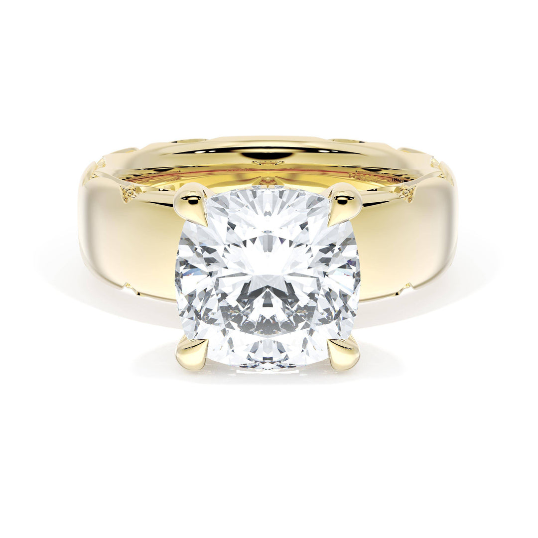 Cushion Solitaire Cigar Band Engagement Ring