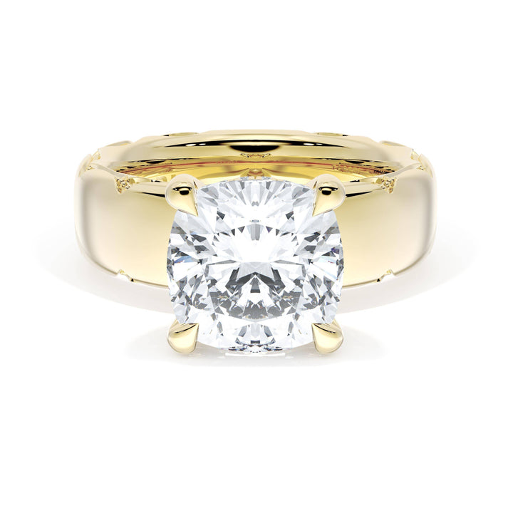 Cushion Solitaire Cigar Band Engagement Ring