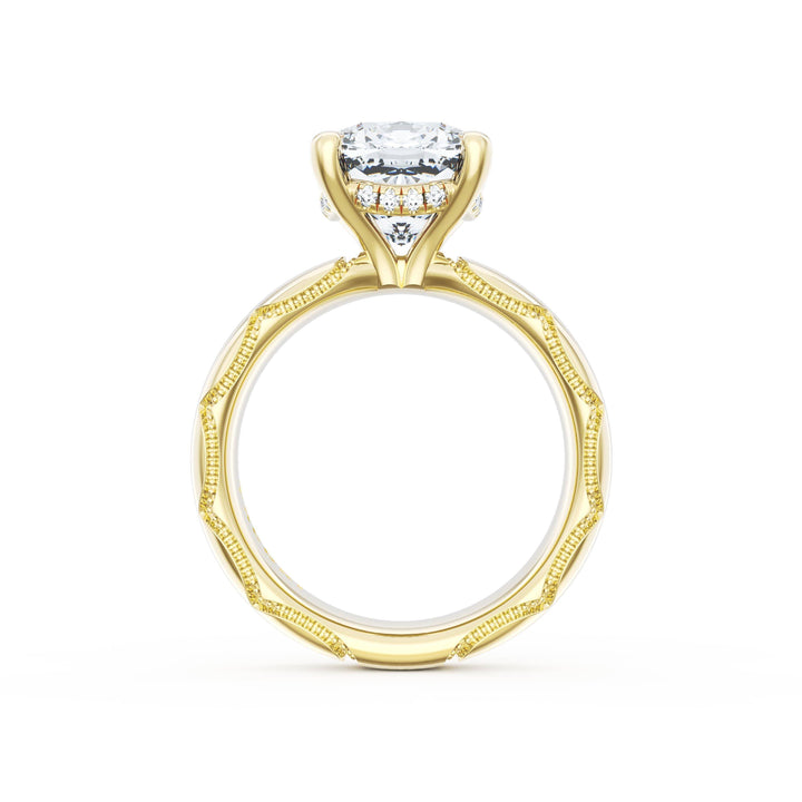 Cushion Solitaire Cigar Band Engagement Ring