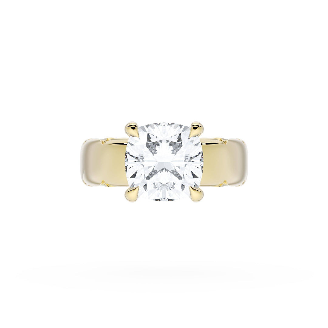 Cushion Solitaire Cigar Band Engagement Ring