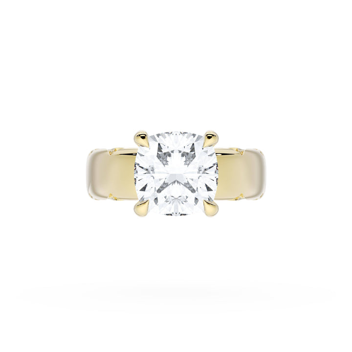 Cushion Solitaire Cigar Band Engagement Ring