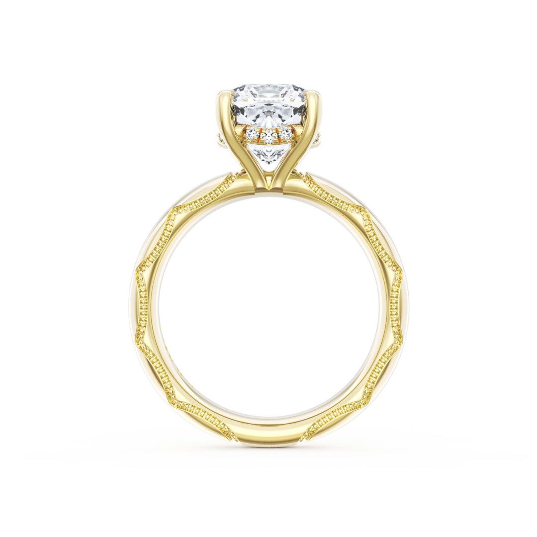 Cushion Solitaire Cigar Band Engagement Ring