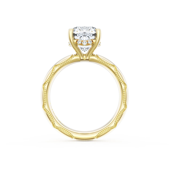 Cushion Solitaire Cigar Band Engagement Ring