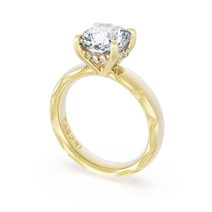 Cushion Solitaire Cigar Band Engagement Ring