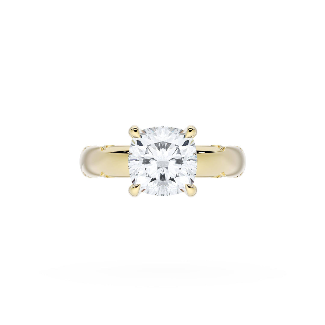 Cushion Solitaire Cigar Band Engagement Ring