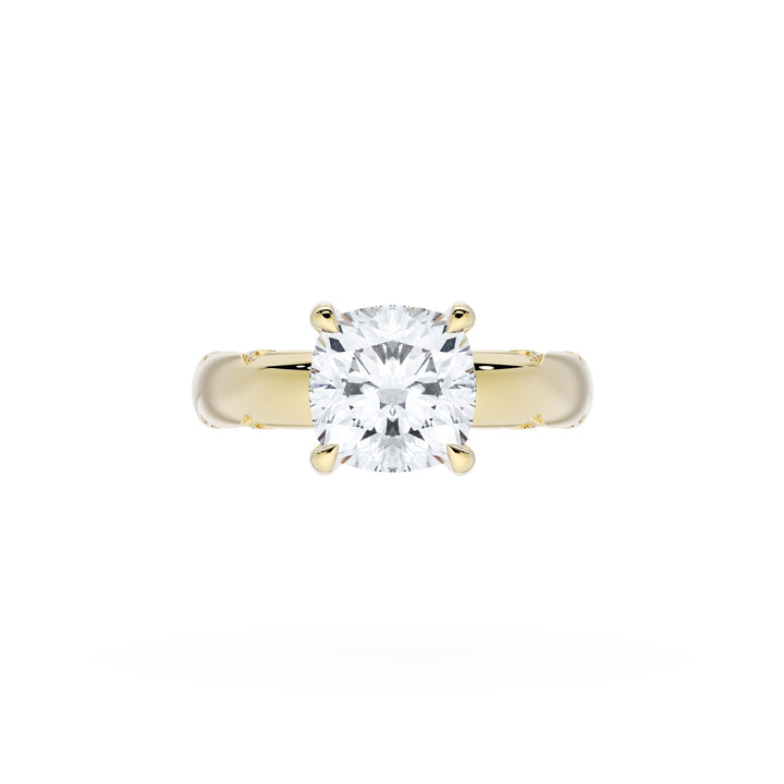 Cushion Solitaire Cigar Band Engagement Ring