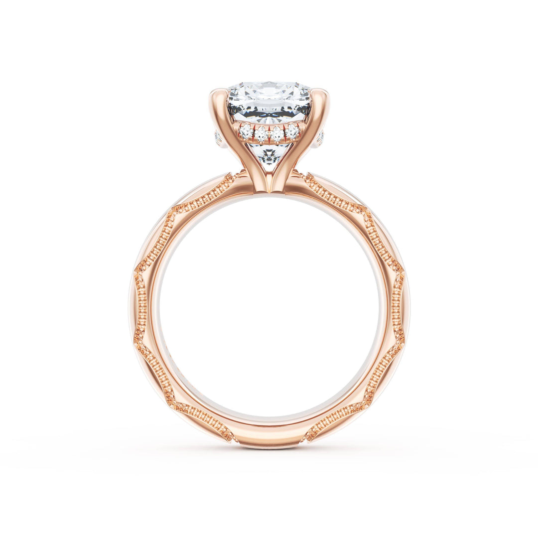 Cushion Solitaire Cigar Band Engagement Ring