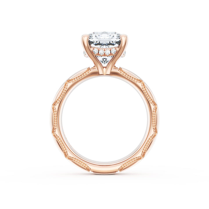 Cushion Solitaire Cigar Band Engagement Ring