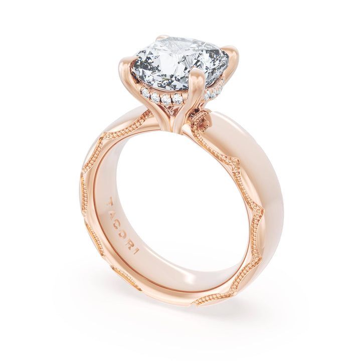 Cushion Solitaire Cigar Band Engagement Ring