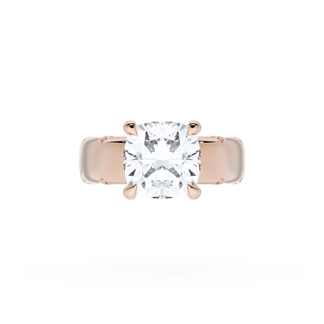 Cushion Solitaire Cigar Band Engagement Ring