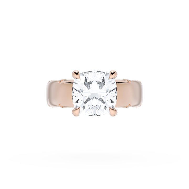 Cushion Solitaire Cigar Band Engagement Ring