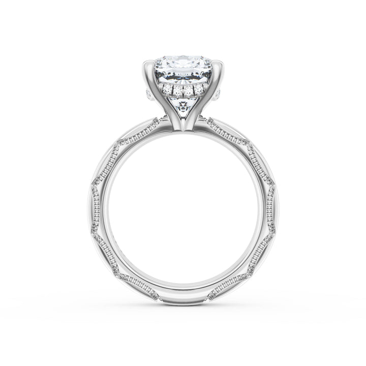 Cushion Solitaire Cigar Band Engagement Ring