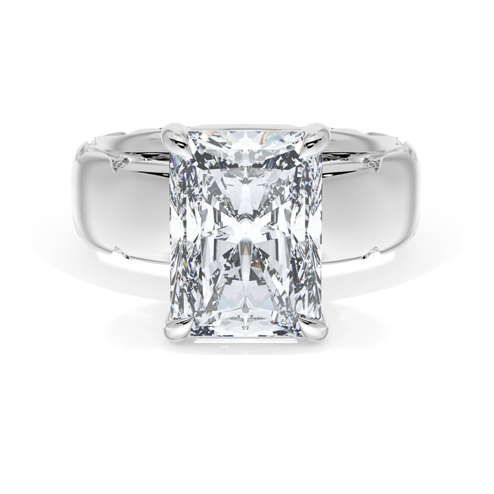 Radiant Solitaire Cigar Band Engagement Ring