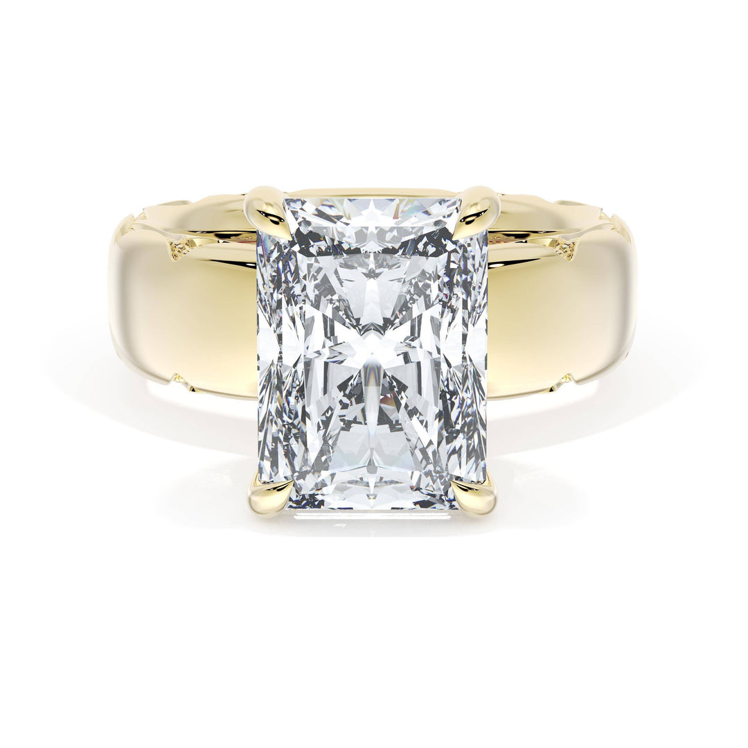 Radiant Solitaire Cigar Band Engagement Ring