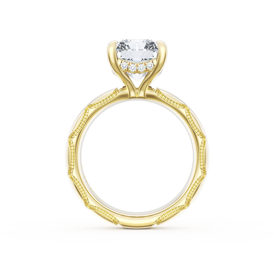 Radiant Solitaire Cigar Band Engagement Ring