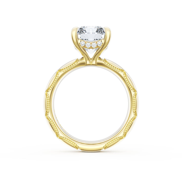 Radiant Solitaire Cigar Band Engagement Ring