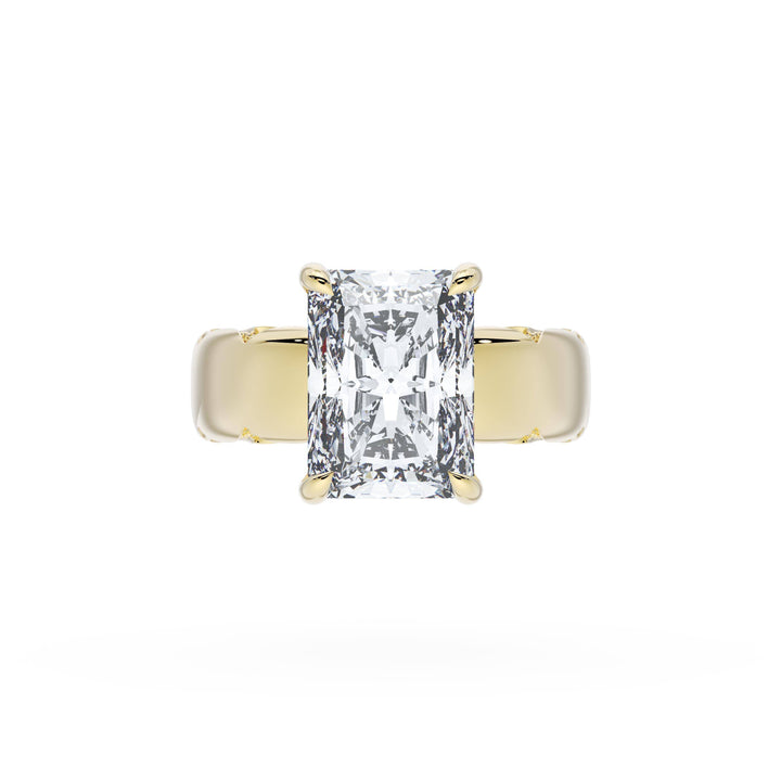 Radiant Solitaire Cigar Band Engagement Ring