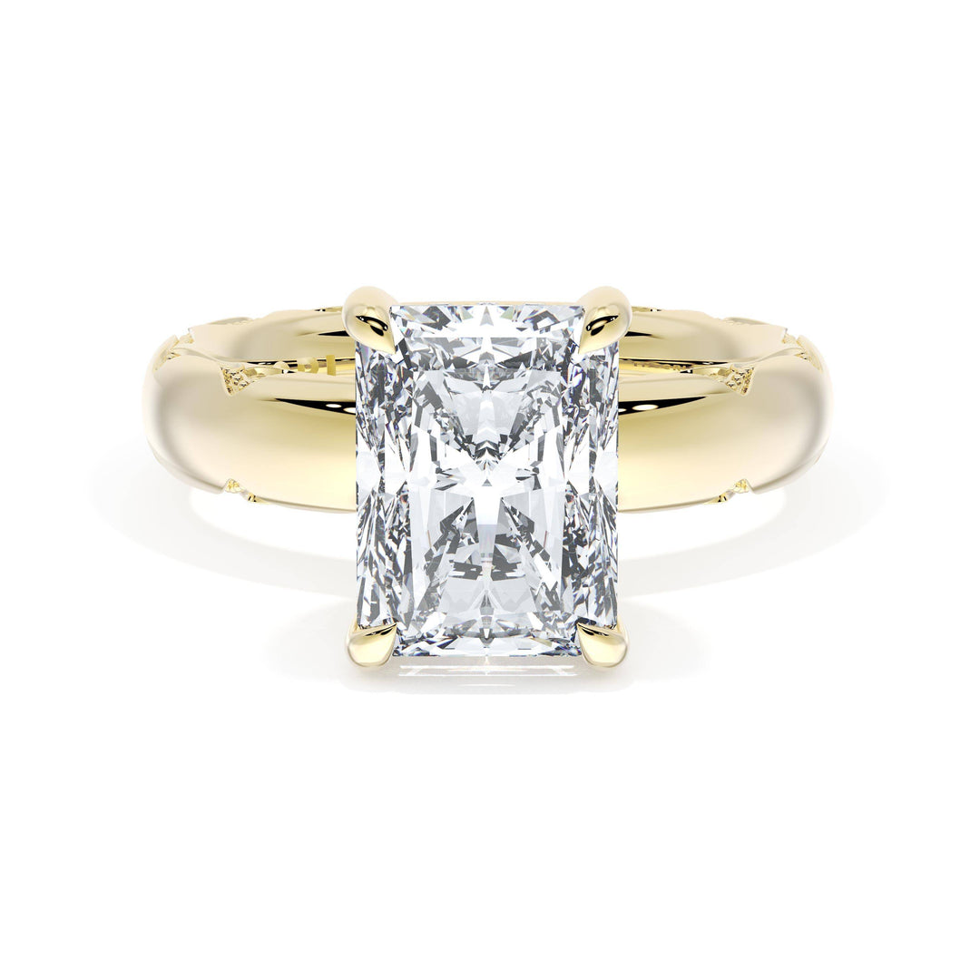 Radiant Solitaire Cigar Band Engagement Ring